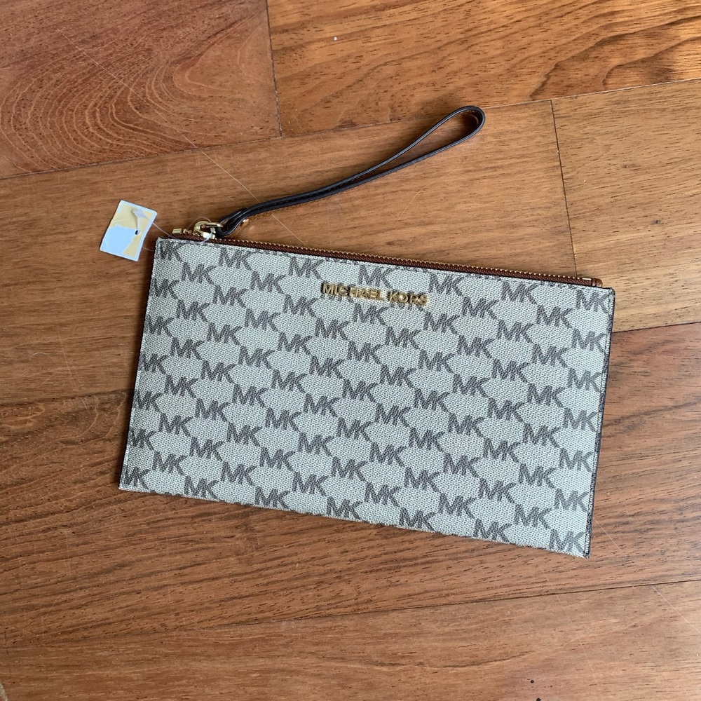 Michael Kora Jet Set Large Zip Clutch